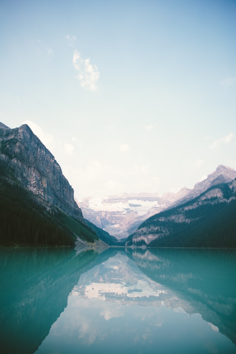 Peaceful lake shore for safe fishing